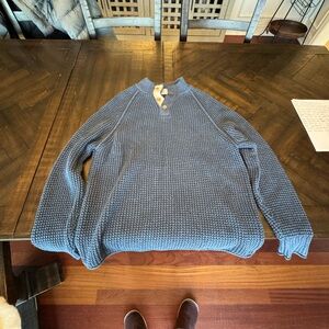 Lucky Brand Men's Textured Blue Crewneck Sweater